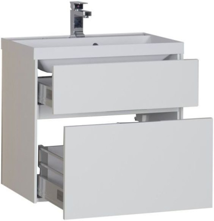 Фото тумба подвесная с раковиной aquanet латина 70 белый (2 ящика)