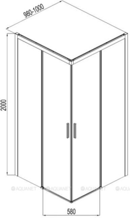 Фото душевой угол aquanet pleasure 100*100*200 ae60-s-100x100u-bt, профиль черный/стекло прозрачное