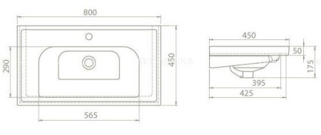 Фото раковина керамическая opadiris frame 80 см, белая