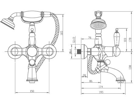 Фото смеситель для ванны boheme brillante ripresa 343, хром