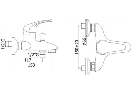 Фото bohemeсмеситель для ванны и душа paffoni nettuno due nd022cr, хром