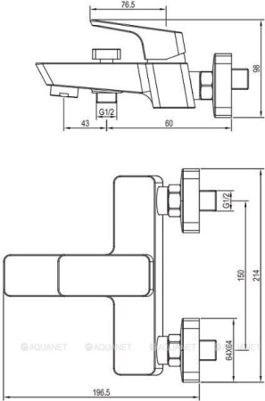 Фото смеситель для ванны и душа aquanet gotic af440-20с, хром