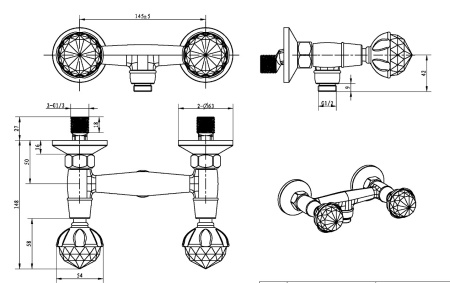 Фото смеситель для душа boheme imperiale presente 334, золото