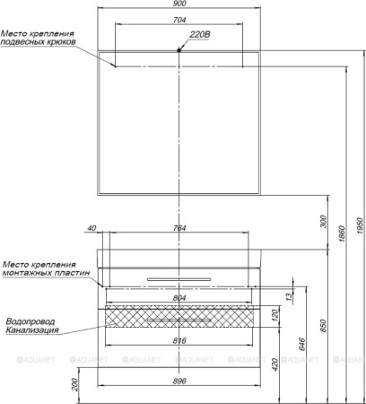 Фото комплект мебели aquanet nova 90 дуб рошелье (2 ящика)