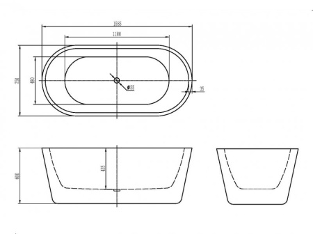 Фото акриловая ванна belbagno bb306-1585 158,5*75 см