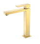 Фото смеситель для раковины высокий boheme qubic 472-g, золото