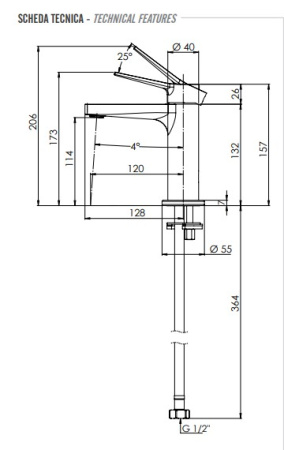 Фото смеситель для раковины remer slash sl12, хром