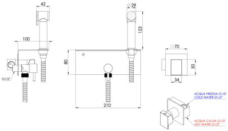 Фото гигиенический душ со смесителем daniel skyline sk646z4dctcr, хром