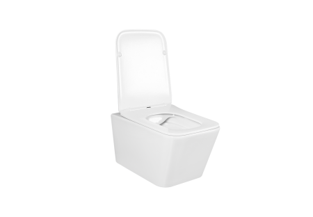 Фото унитаз подвесной безободковый aquatek либра new aq0530n-00 525*360*290 мм, горизонтальный выпуск, тонкое сиденье с механизмом плавного закрывания, крепеж