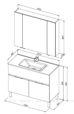 Фото комплект мебели aquanet алвита new 100 1 ящик, 2 дверцы, серый