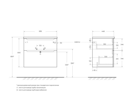 Фото тумба подвесная belbagno etna-h60 70 bianco lucido 