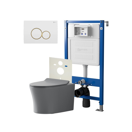 Фото сет: инсталляция point элемент pn45120 + клавиша виктория бел/золото pn44061wg + унитаз вега сер мат