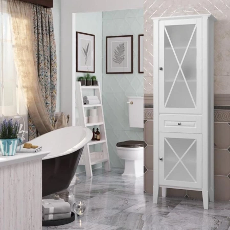 Фото пенал напольный opadiris палермо правый 50 см, белый матовый