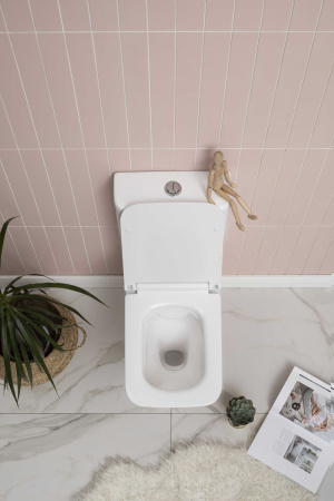 Фото унитаз напольный безободковый aquanet rimless cube-c cl-12248b белый, сиденье микролифт