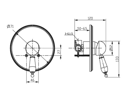 Фото смеситель для душа встраиваемый boheme tradizionale nero 255, золото