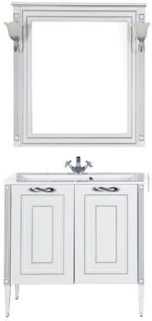 Фото комплект мебели aquanet паола 90 белый/серебро (литьевой мрамор)