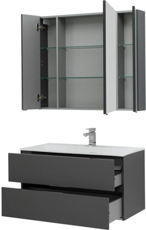 Фото комплект мебели aquanet алвита 100 серый антрацит