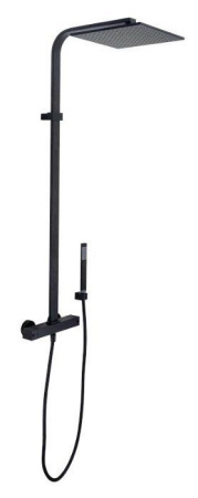 Фото душевая колонна paffoni city zcol664no термостат, черный матовый