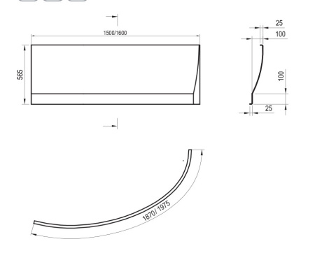 Фото фронтальная панель  ravak avocado p 160 см, czi1000a00