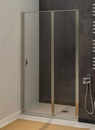 Фото дверь в нишу allen brau priority 3.31002.ba 90*200 см, профиль серебро браш/стекло прозрачное