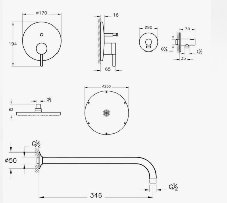 Фото душевая система vitra origin a49266exp 2х позиционная, хром