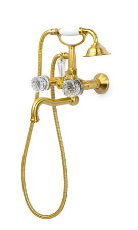 Фото смеситель для ванны boheme crystal 313-crst, бронза