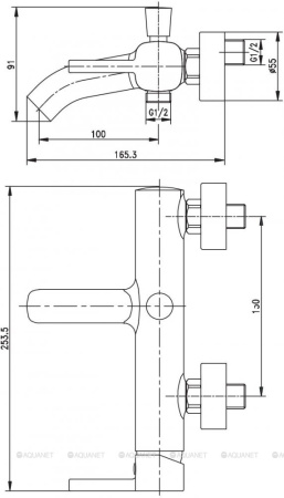 Фото смеситель для ванны и душа aquanet minima af130-20c, хром Фото смеситель для ванны и душа aquanet minima af130-20c, хром