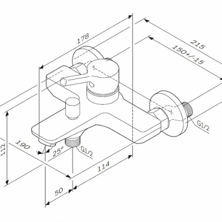 Фото смеситель для ванны и душа am.pm x-joy s, хром