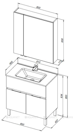 Фото комплект мебели aquanet алвита new 80 1 ящик, 2 дверцы, дуб веллингтон белый