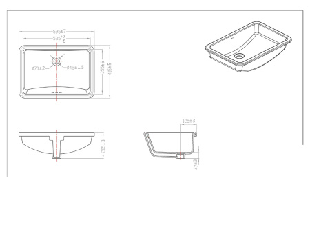 Фото раковина встраиваемая снизу bravat c22212w-eng 59,5*41,5*20,5 см, белая