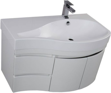 Фото тумба подвесная с раковиной aquanet сопрано 95 r белый (2 дверцы 2 ящика)
