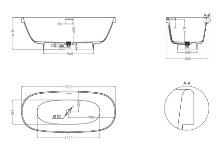 Фото ванна salini s-stone greca 103121mrf 180*80 см, матовая покраска по ral полностью
