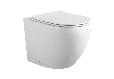 Фото унитаз напольный приставной безободковый aquatek европa q1902-00 560*360*410 мм, горизонтальный выпуск, тонкое сиденье с механизмом плавного закрывания, крепеж