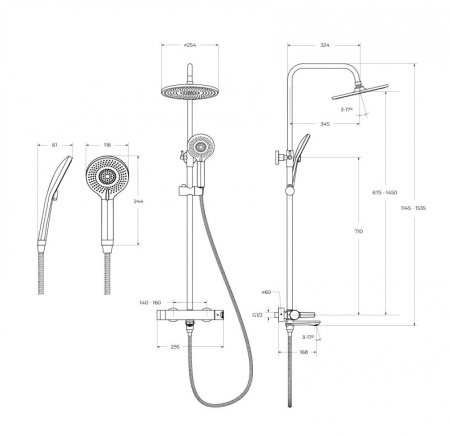 Фото душевая колонна cezares lux-cvd-01, хром