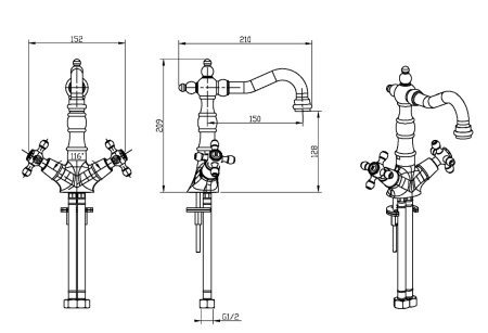 Фото смеситель для раковины высокий boheme royal crystal 272-royal/crst, хром