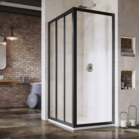 Фото неподвижная стенка ravak supernova apss-90 940703r2z1 90*198 см, профиль черный/стекло прозрачное