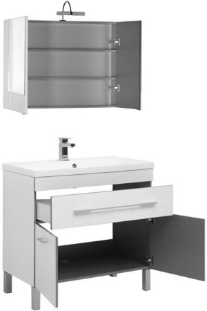 Фото комплект мебели aquanet верона new 90 белый (напольный 1 ящик 2 дверцы)