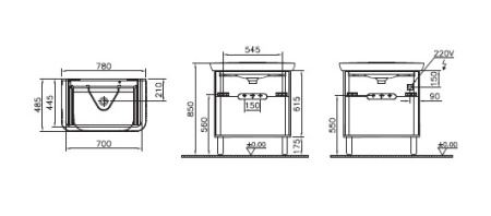 Фото тумба подвесная с раковиной vitra sento с подсветкой 80 см 60836, серый матовый