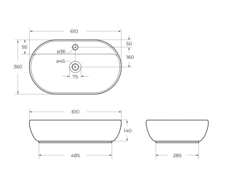 Фото раковина накладная belbagno bb1346 61*36 см, белая