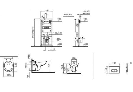 Фото комплект инсталляции с унитазом vitra normus 9773b003-7201, клавиша смыва белая
