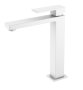 Фото смеситель для раковины высокий boheme qubic 472-mw, белый матовый