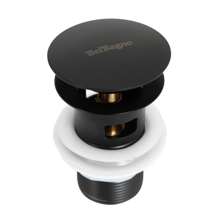 Фото донный клапан с переливом belbagno bb-sat-nero, черный матовый