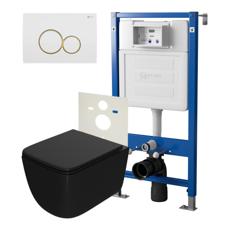 Фото сет: инсталляция point элемент pn45120 + клавиша pn44061wg + унитаз меркурий чёрн мат. pn41831bm