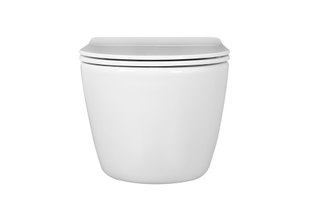 Фото унитаз подвесной безободковый aquatek бетта aq1253w-00 530*360*345 мм, горизонтальный выпуск, тонкое сиденье с механизмом плавного закрывания, крепеж