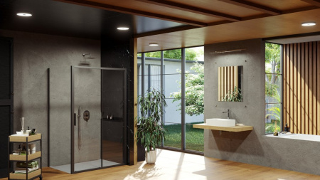 Фото неподвижная стенка ravak blix slim blsps-80 x9bm40300z1 80*195 см, профиль черный/стекло прозрачное