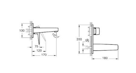 Фото смеситель для раковины встраиваемый в стену vitra root square a4273836exp, черный матовый