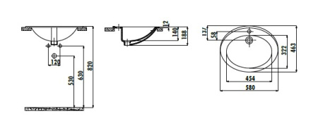 Фото раковина встраиваемая сверху creavit 58*46 см tp230-00cb00e-0000, белая