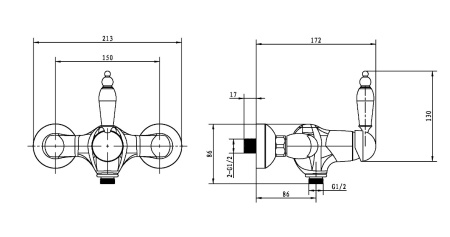 Фото смеситель для душа boheme crystal 304-crst, бронза
