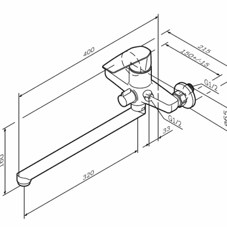Фото смеситель для ванны и душа am.pm gem с длинным изливом, хром Фото смеситель для ванны и душа am.pm gem с длинным изливом, хром
