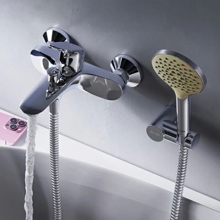 Фото смеситель для ванны и душа am.pm like с гарнитуром, хром